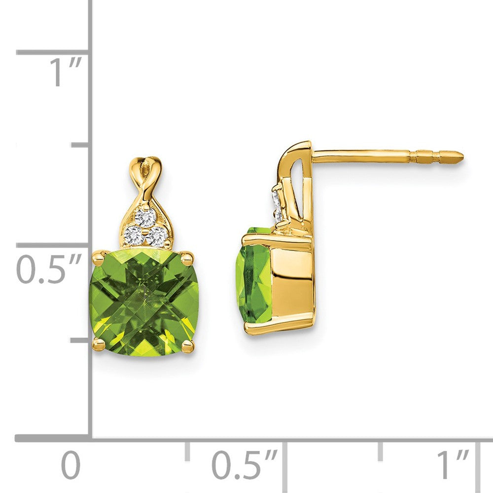14k Yellow Gold Checkerboard Peridot and Diamond Drop & Dangle Earrings