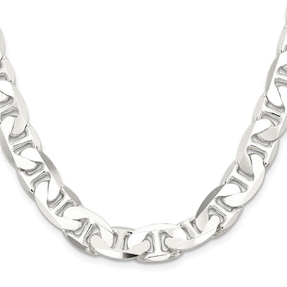 Sterling Silver 11.5mm Flat Anchor Chain Necklace 20"