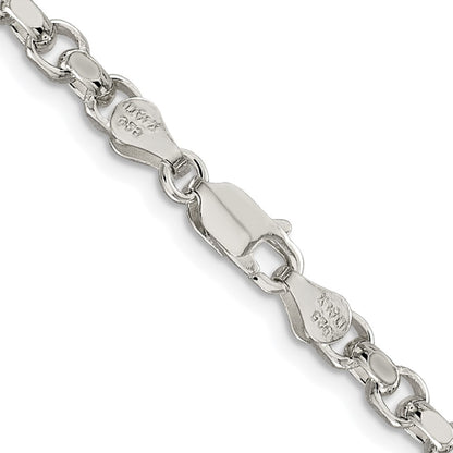 Sterling Silver Rhodium-plated 4mm Diamond-cut Rolo Chain Necklace 22"