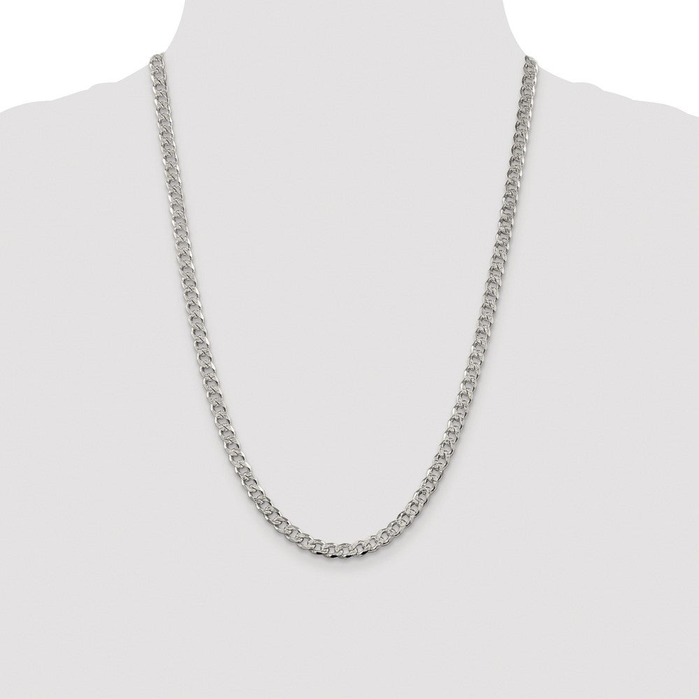 Sterling Silver Rhodium-plated 5.5mm Pav� Curb Chain Necklace 24"