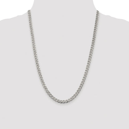 Sterling Silver Rhodium-plated 5.5mm Pav� Curb Chain Necklace 24"