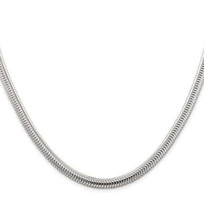 Sterling Silver 6mm Round Snake Chain Necklace 18"