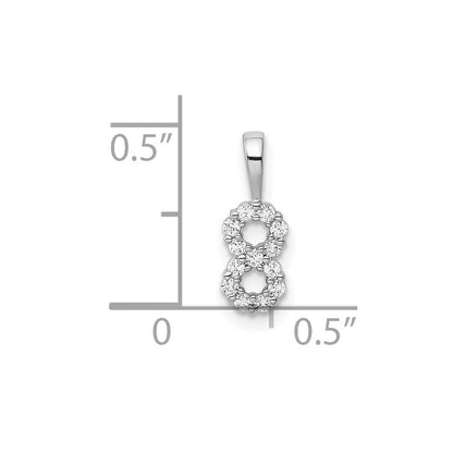 14k White Gold Diamond Number 8 Pendant
