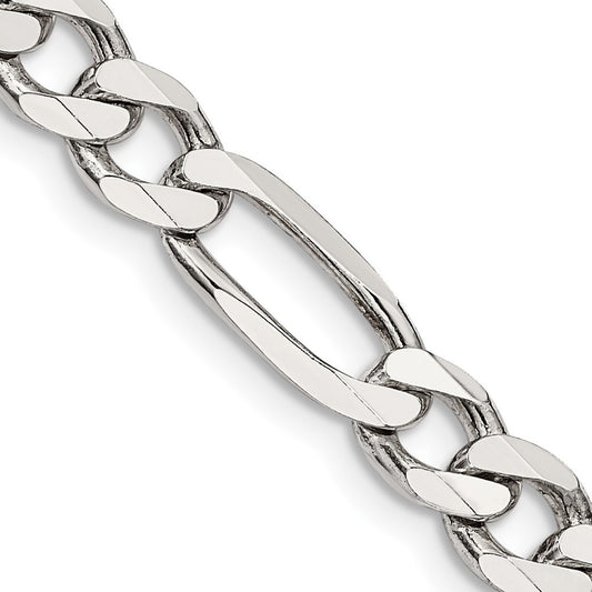 Sterling Silver 6.75mm Figaro Chain Necklace 20"