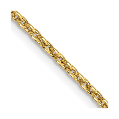 14k Yellow Gold 2mm Round Open Link Cable Chain Necklace 16"