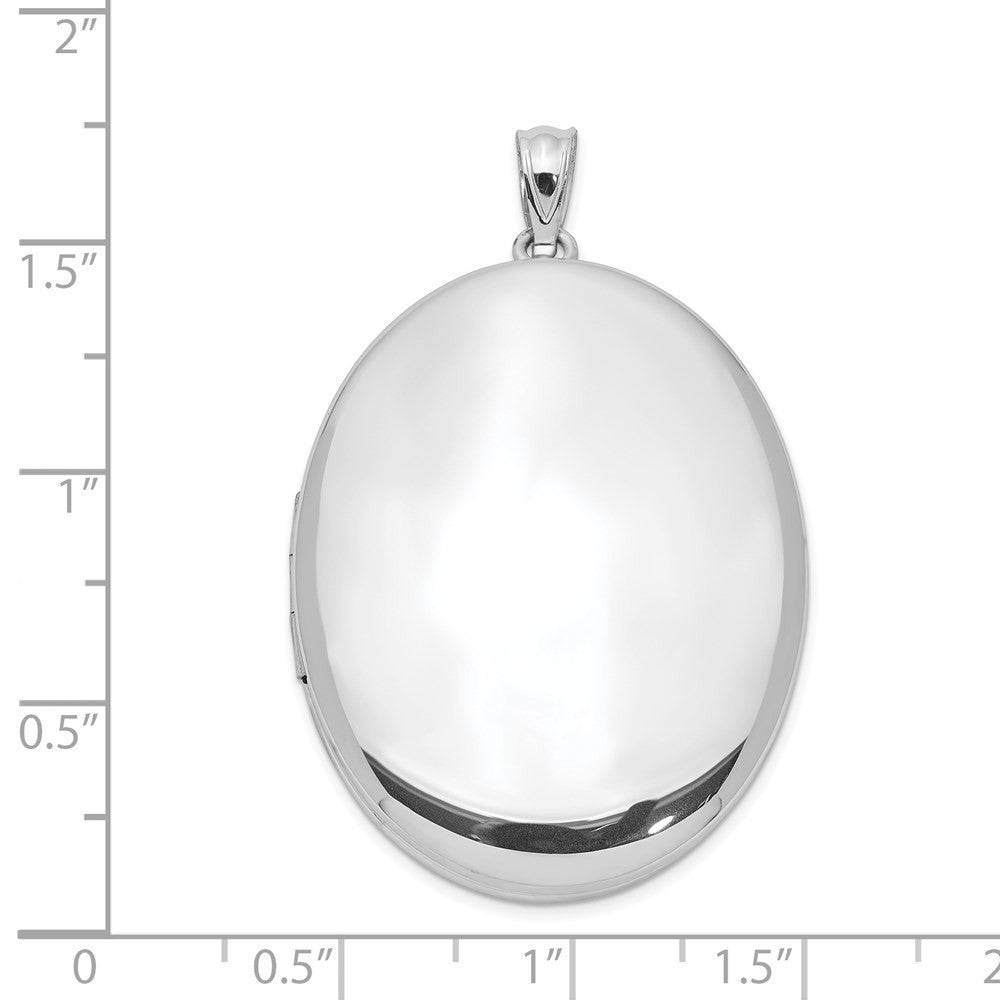 Sterling Silver Rhodium-plated Polished 34mm Oval Locket Pendant