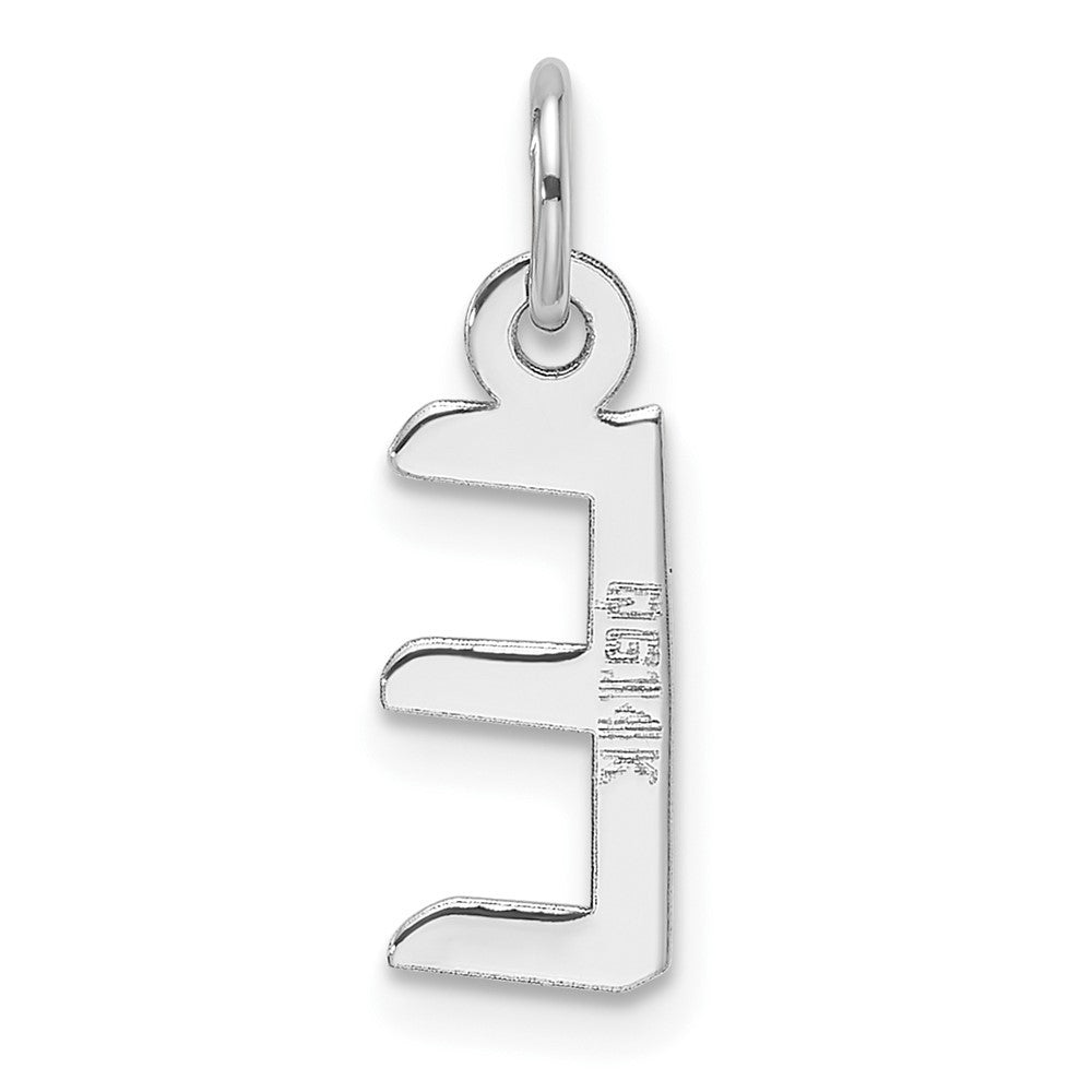 14k White Gold Slanted Block Letter E Initial Charm Pendant