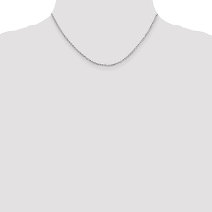 14K White Gold 2mm Round Open Link Cable with Lobster Clasp Chain Necklace 16"