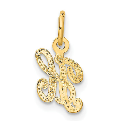 14k Yellow Gold Script Letter H Initial Charm Pendant