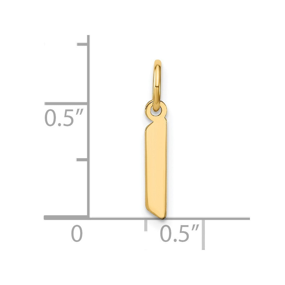 14k Yellow Gold Lowercase Letter L Initial Pendant
