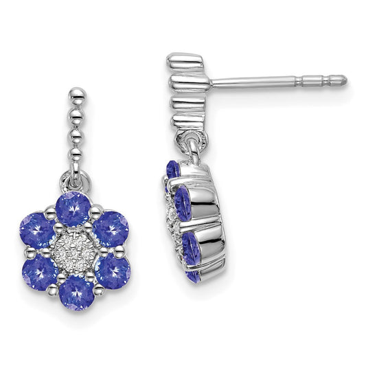 14k White Gold Tanzanite and Diamond Dangle Earrings