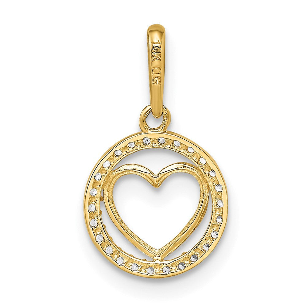 14k Yellow Gold CZ Heart Pendant