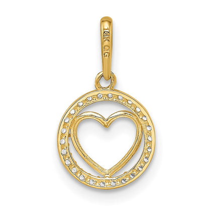 14k Yellow Gold CZ Heart Pendant
