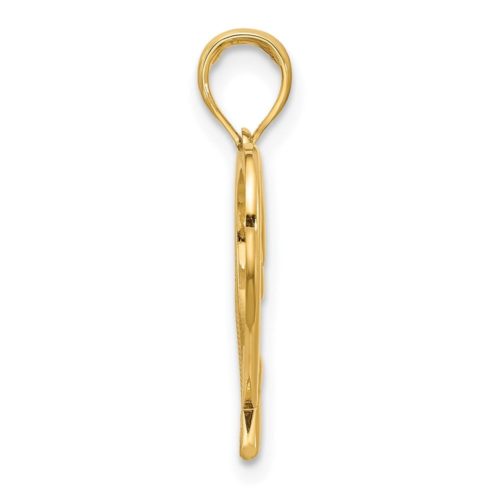 14k Yellow Gold Fancy Heart Charm Pendant