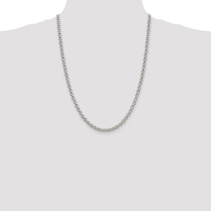 Sterling Silver 5mm Rolo Chain Necklace 24"