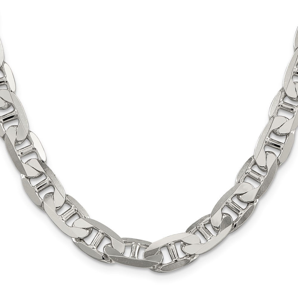 Sterling Silver 9.5mm Flat Anchor Chain Necklace 22"