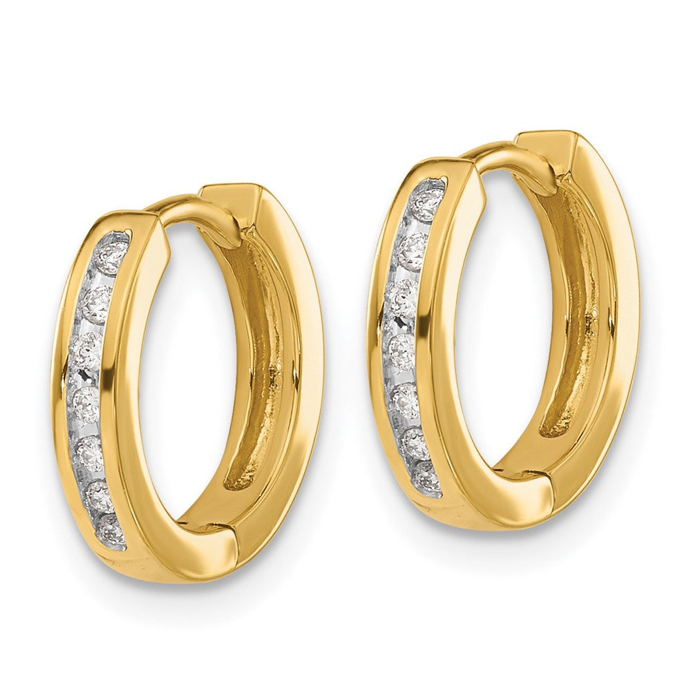 14k Yellow Gold Diamond Hinged Hoop Earrings
