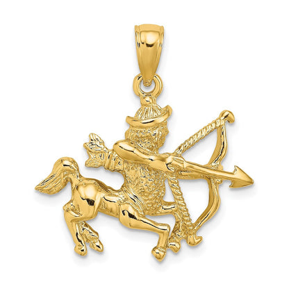 14k Yellow Gold Large Sagittarius Zodiac Charm Pendant