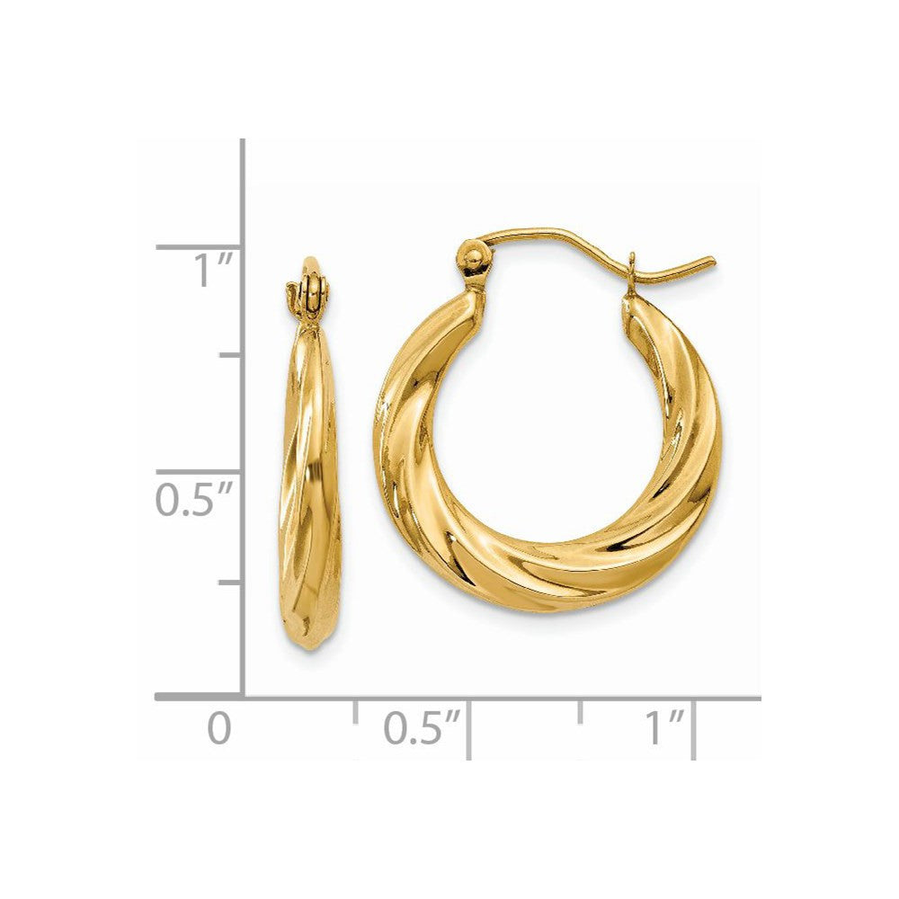 14k Yellow Gold Polished Twisted Hollow Hoop Earrings
