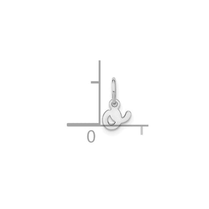 14k White Gold Lower case Letter O Initial Charm Pendant