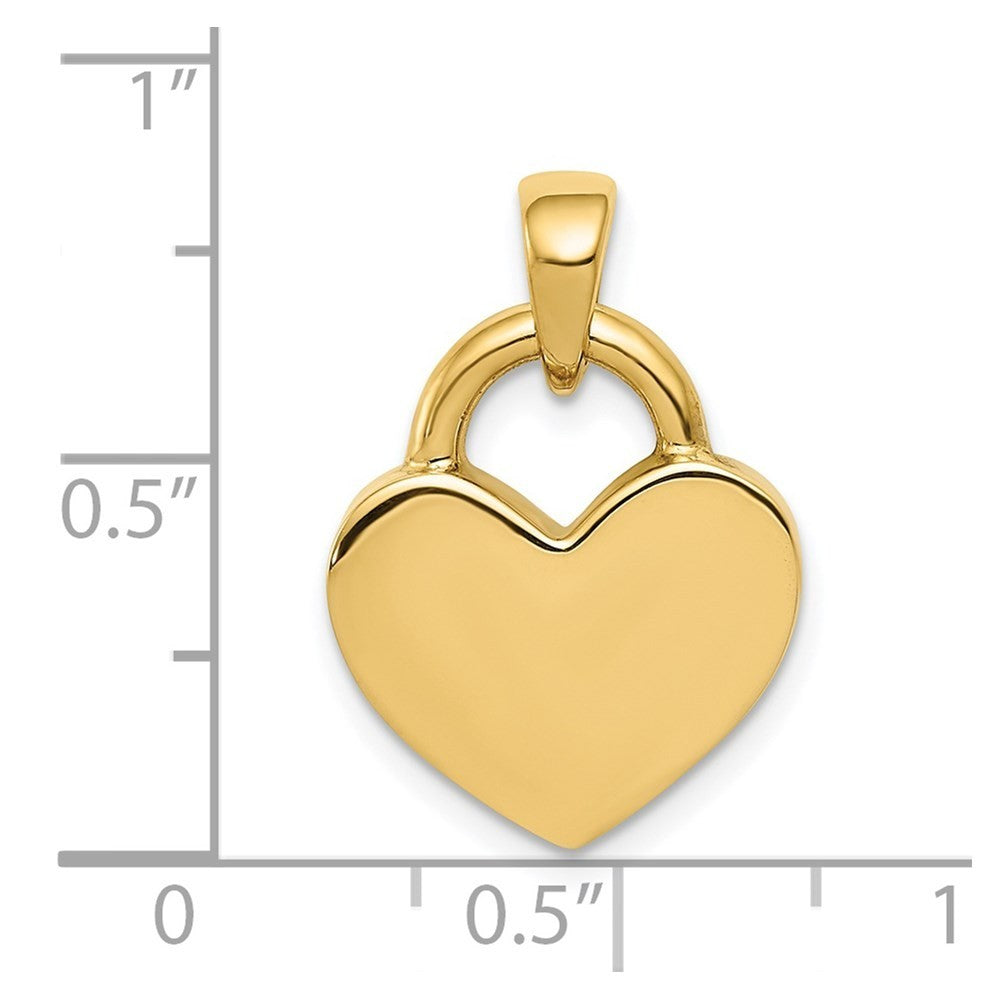 14k Yellow Gold & Rhodium Hollow Polished 3D Reversible Heart Charm Pendant