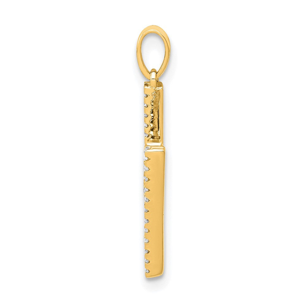 14k Yellow Gold Diamond Letter H Initial Pendant