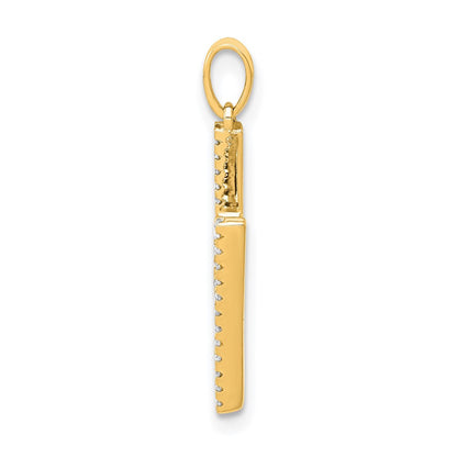 14k Yellow Gold Diamond Letter H Initial Pendant
