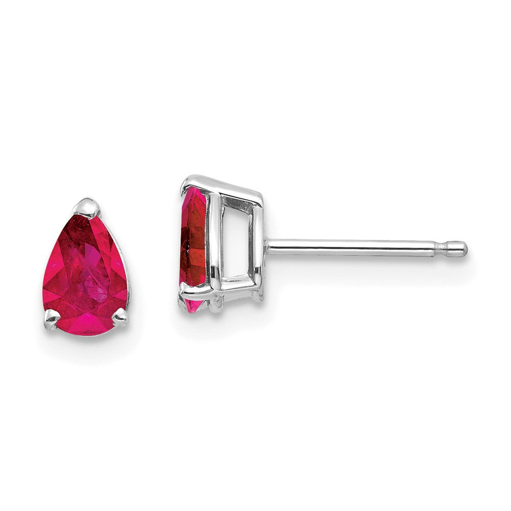 14k White Gold Ruby Stud Earrings