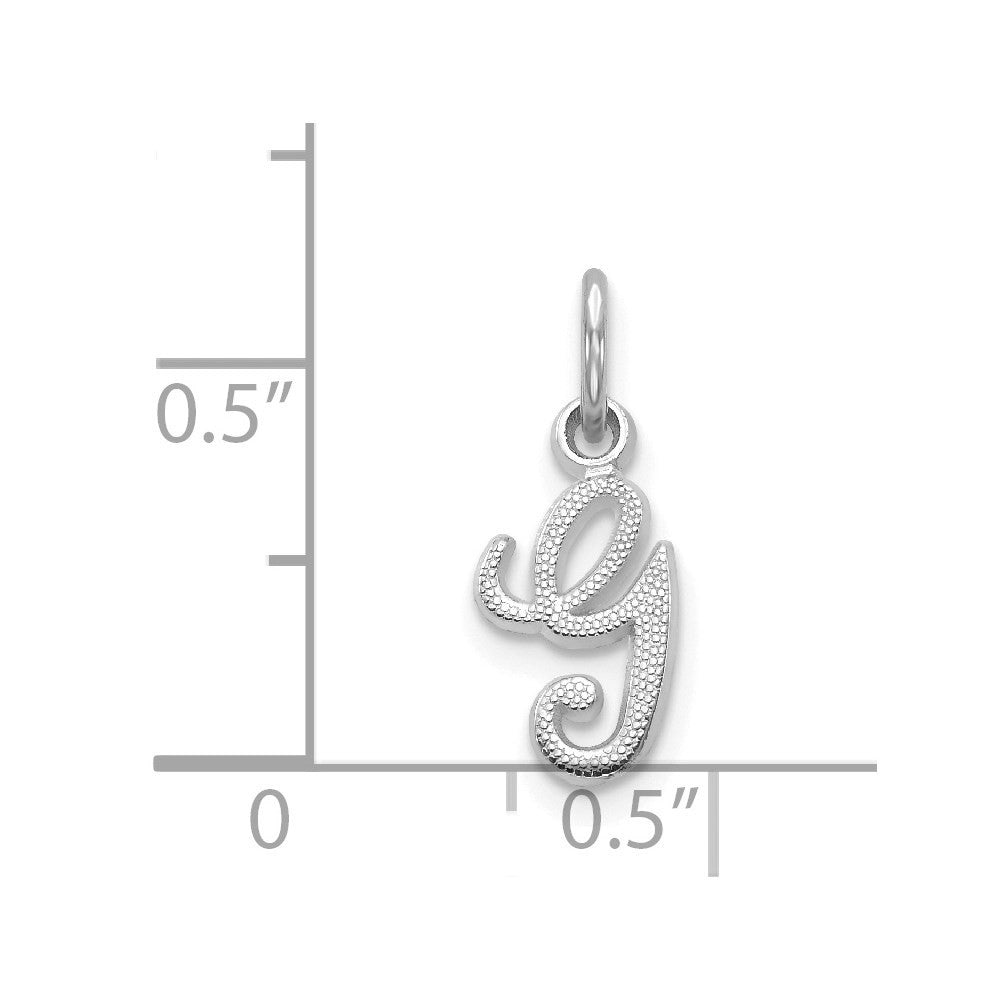 14k White Gold Casted Script Letter G Initial Charm Pendant