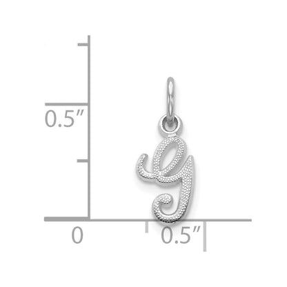 14k White Gold Casted Script Letter G Initial Charm Pendant