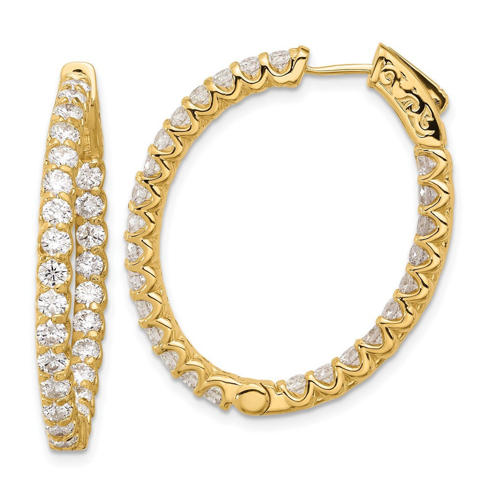 14k Yellow Gold 3.1ct Diamond In Out Oval Hoop Earrings