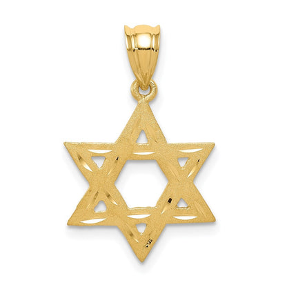 14k Yellow Gold Solid Satin Star of David Charm Pendant