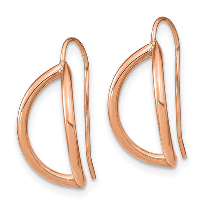 14k Rose Gold Half Circle Wire French Wire Drop & Dangle Earrings