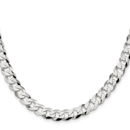 Sterling Silver 8.5mm Flat Curb Chain Necklace 18"