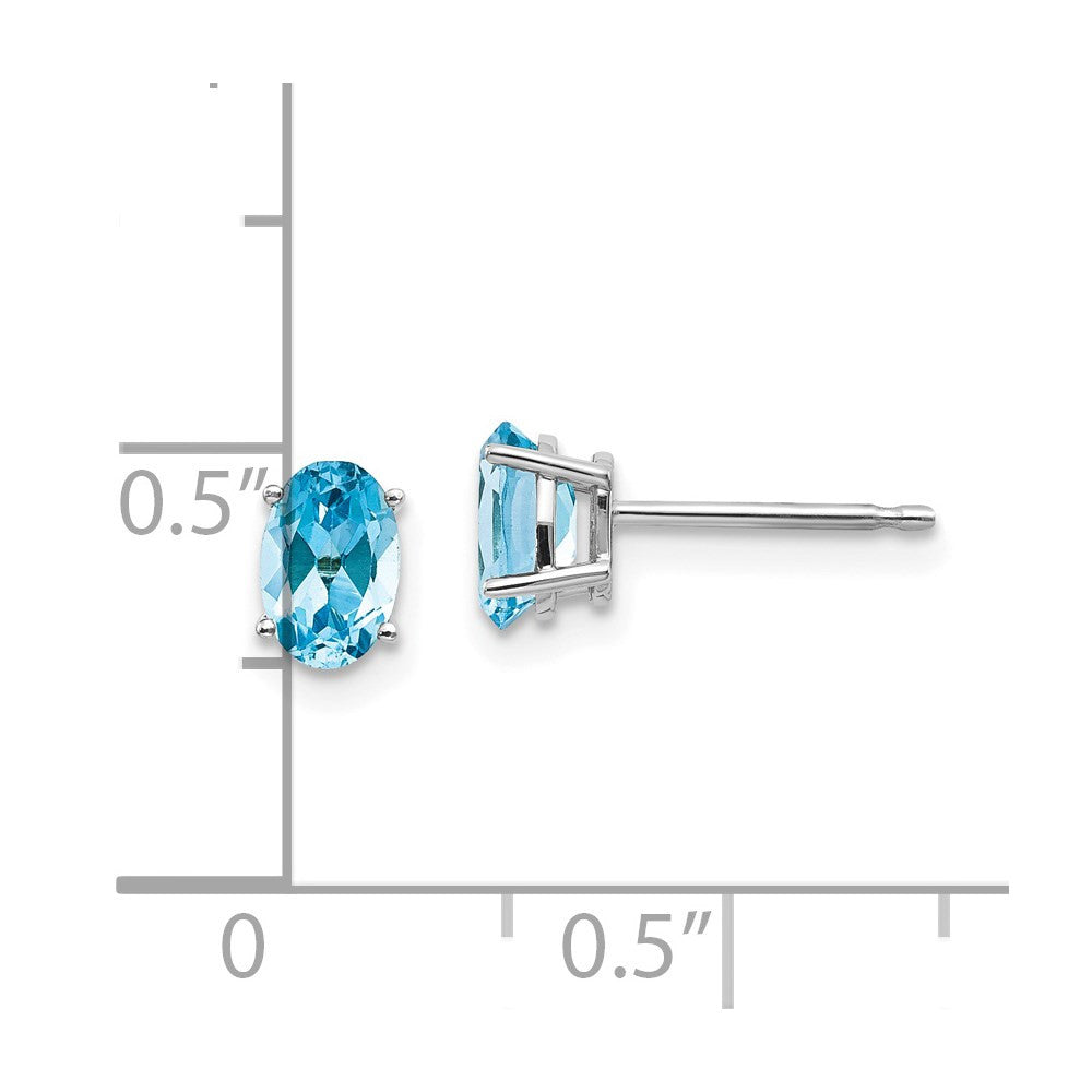 14k White Gold 6x4mm December/Blue Topaz Stud Earrings