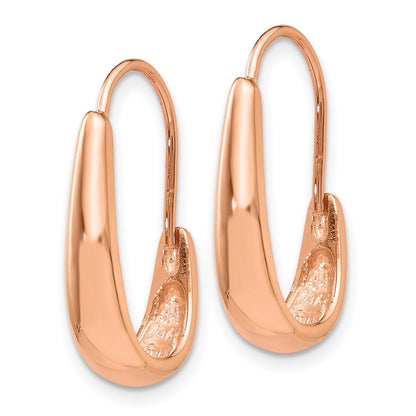 14k Rose Gold Polished Tapered J-Hoop Wire Earrings