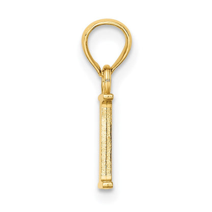 14k Yellow Gold Polished Block Letter I Initial Pendant