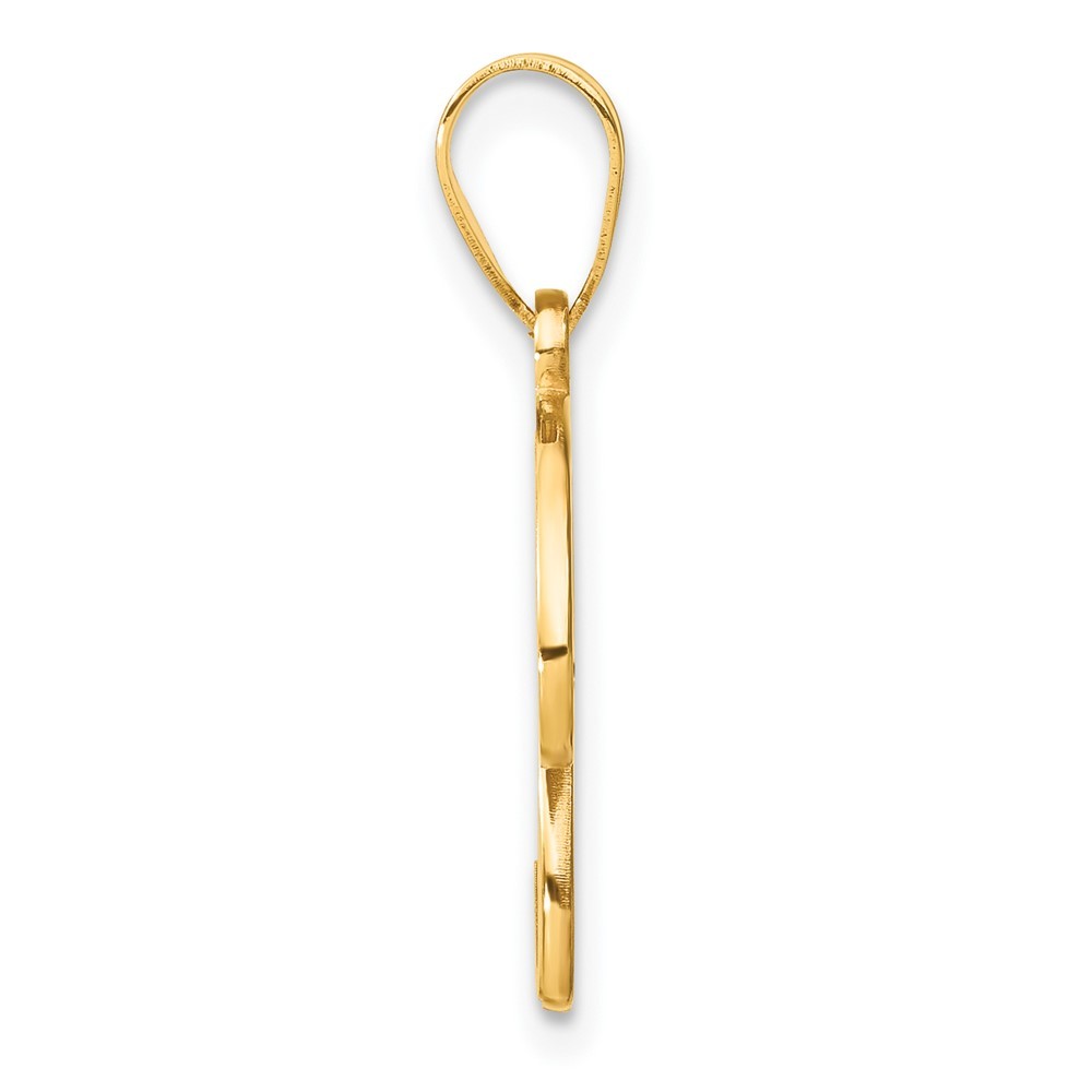 14k Yellow Gold Script Letter U Initial Pendant with Diamond