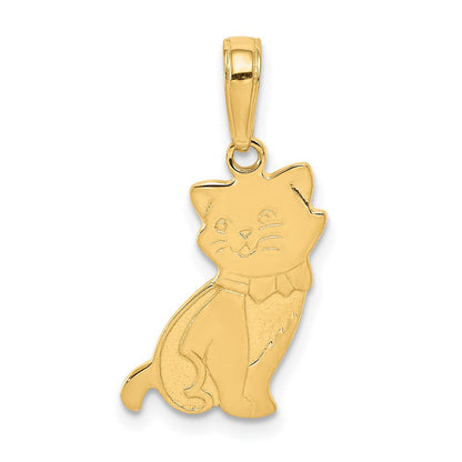 14k Yellow Gold Sitting Cat Pendant