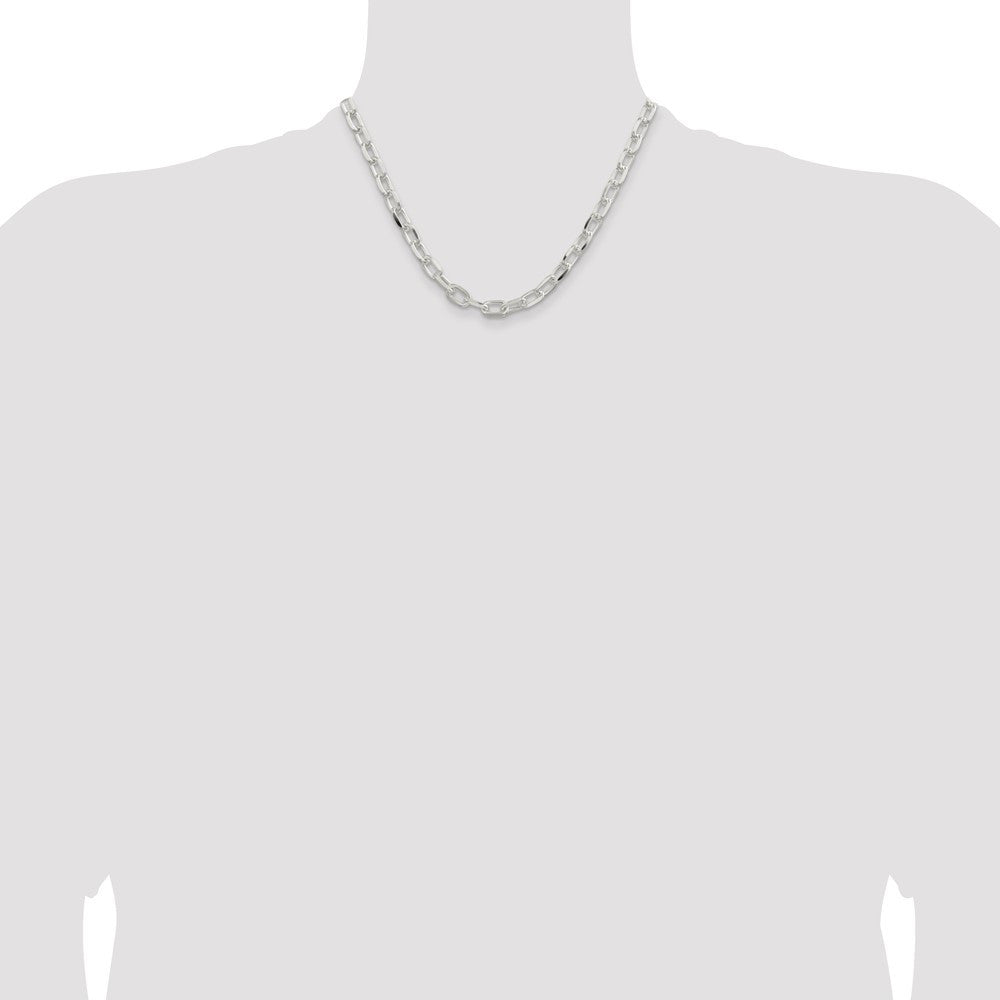 Sterling Silver 7.5mm Diamond-cut Long Link Cable Chain Necklace 18"