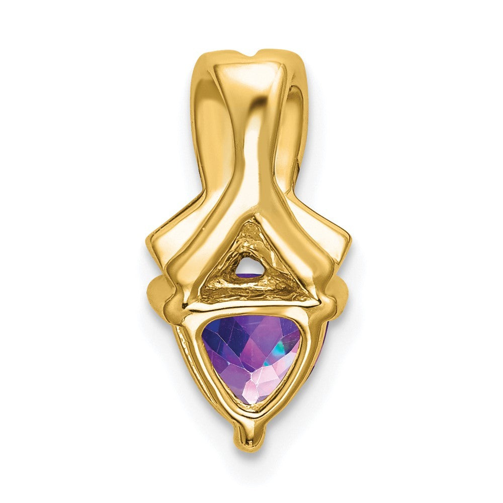 14k Yellow Gold Trillion Amethyst and Diamond Pendant