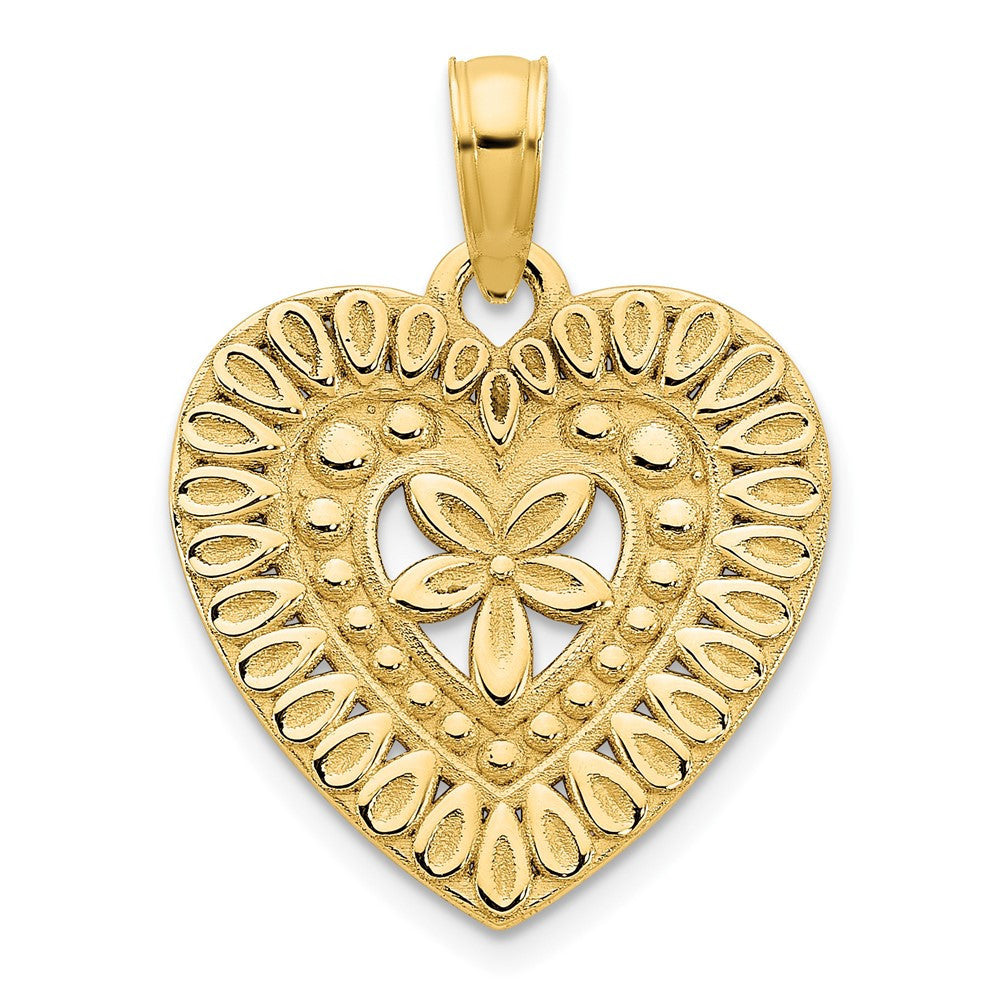 14k Yellow Gold Fancy Heart Pendant