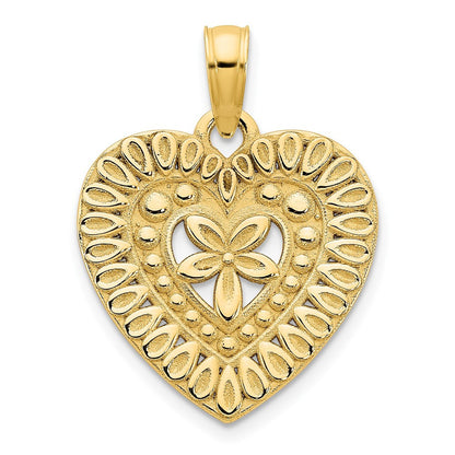 14k Yellow Gold Fancy Heart Pendant