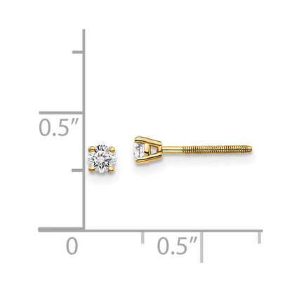 14K Yellow Gold .20ct. SI3 G-I Diamond Thread on/off Stud Earrings