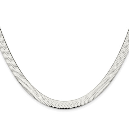 Sterling Silver Rhodium-plated 8mm Magic Herringbone Chain Necklace 24"
