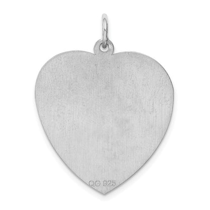 Sterling Silver Rhodium-plated Engraveable Heart Disc Charm Pendant