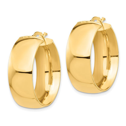 14k Yellow Gold High Polished Small 10mm Hoop Earrings