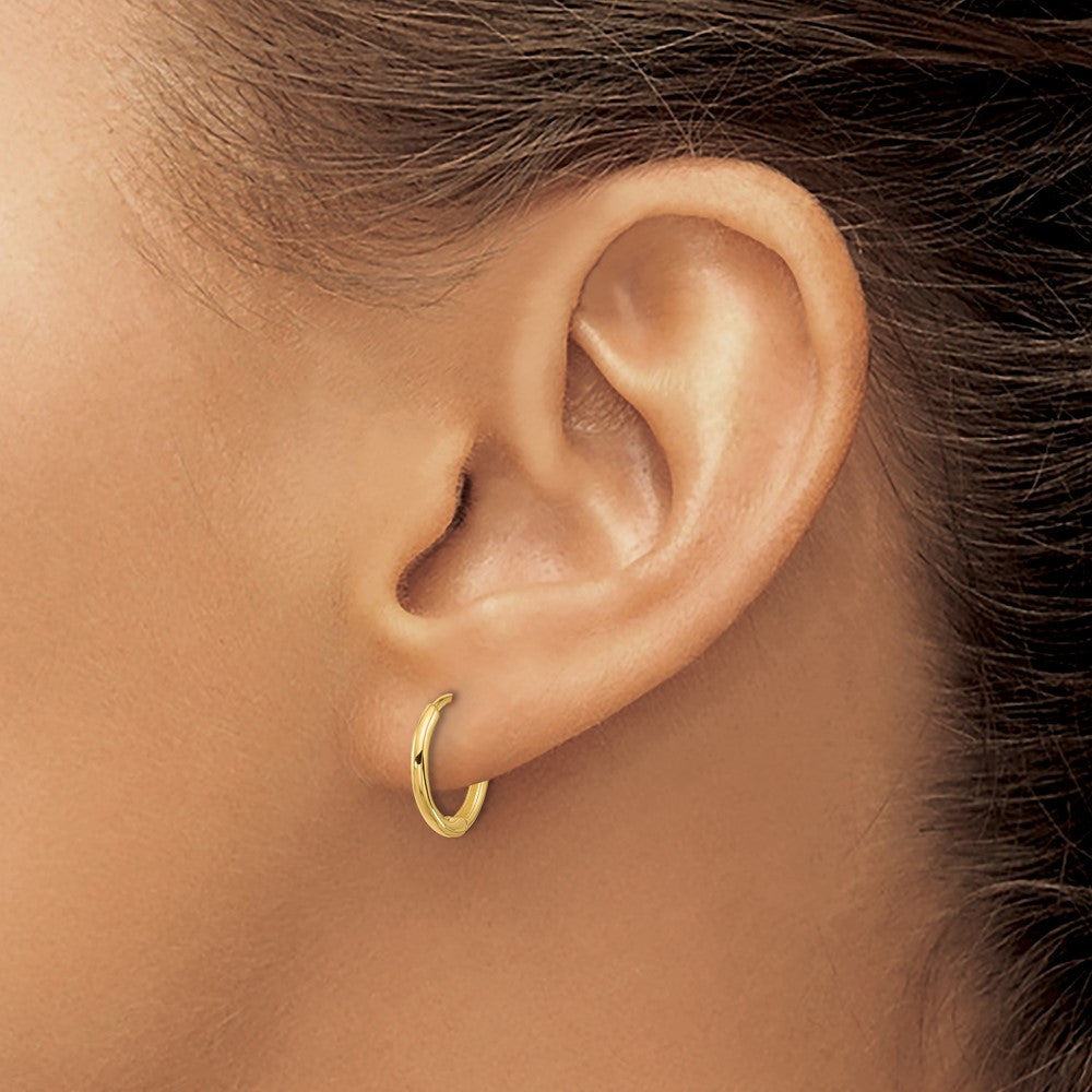 14k Yellow Gold Polished 1.45x13mm Hinged Huggie Hoop Earrings