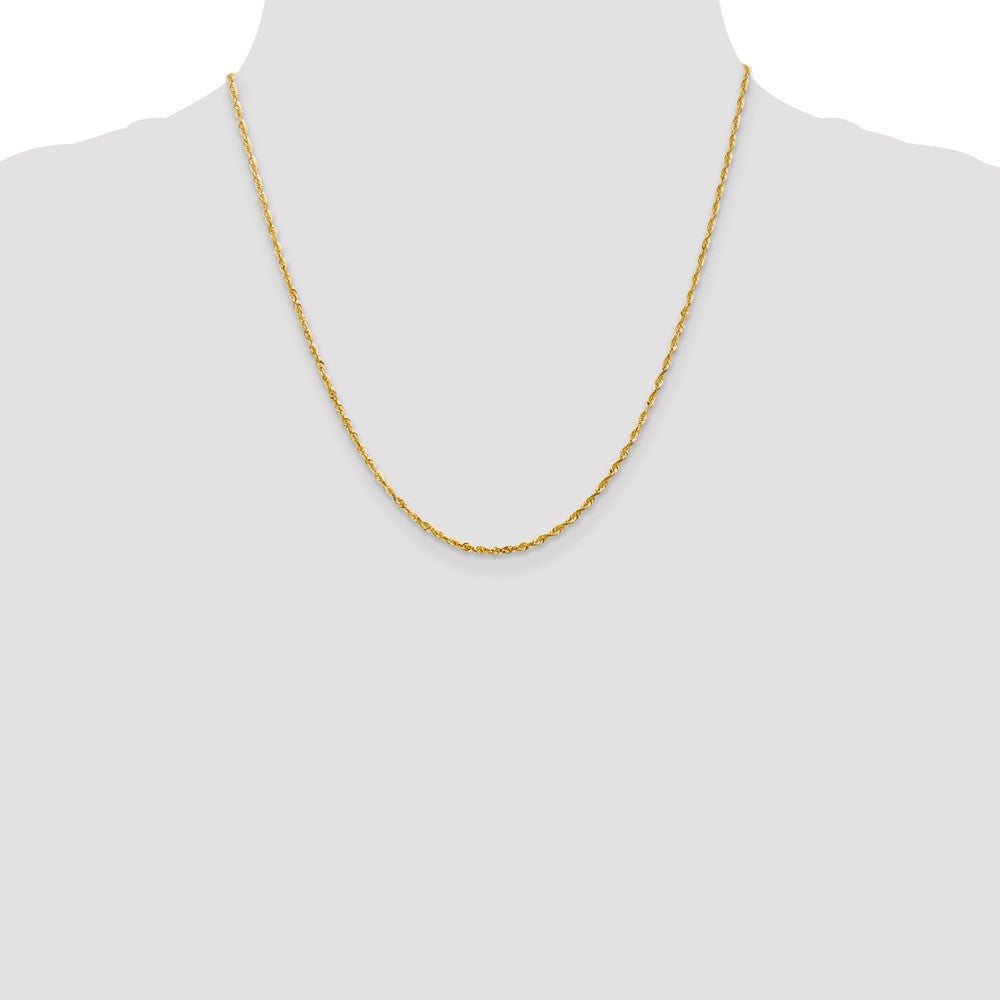 14k Yellow Gold 2mm Ultra Diamond-cut Rope Chain Necklace 20"