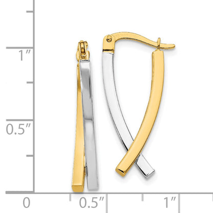 14K Two-tone Hinged Tube Drop & Dangle Earrings